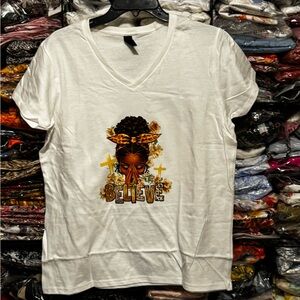 Gildan White Believe Graphic Tee